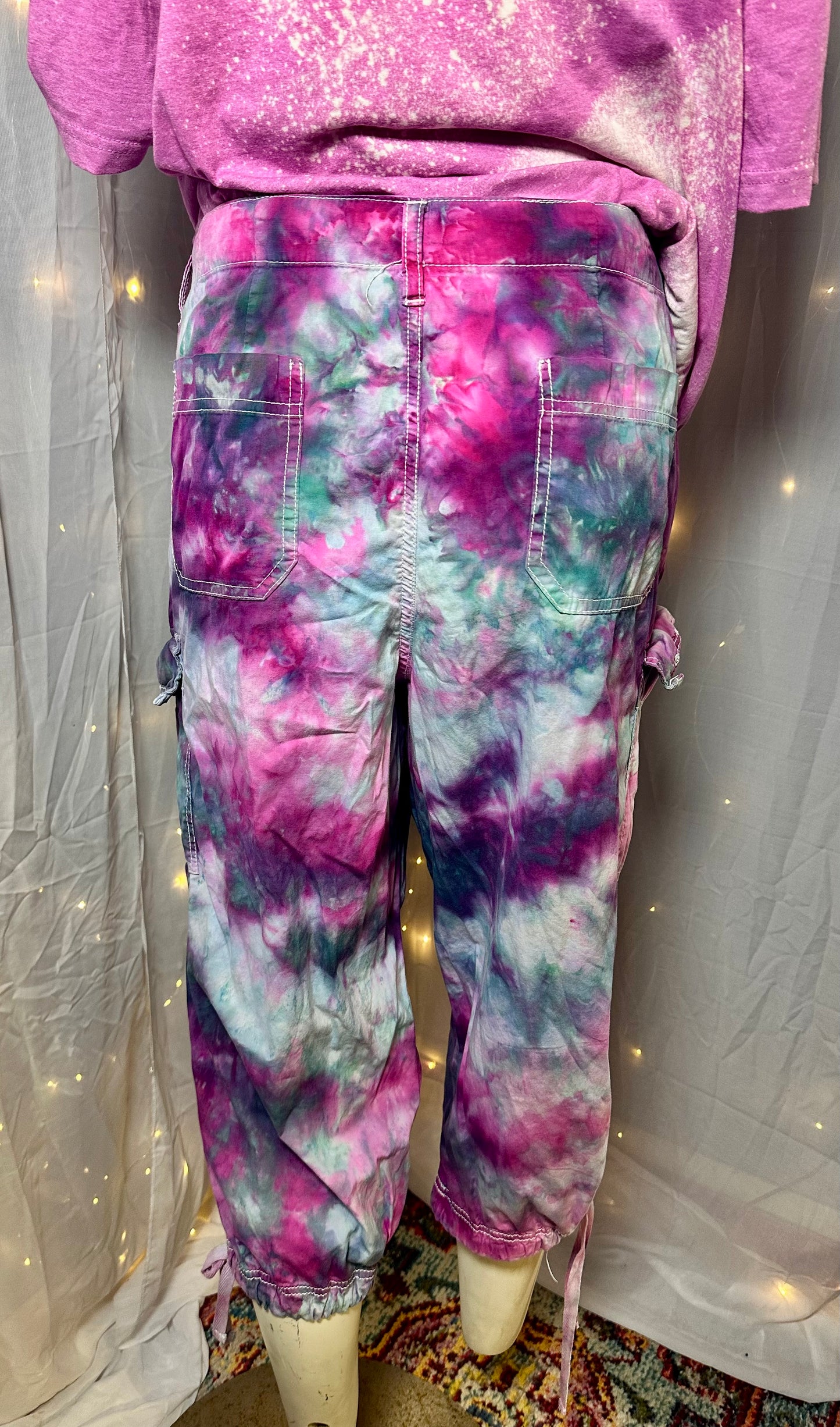 Size 12 Wild Orchid Dream Capris *upcycled*