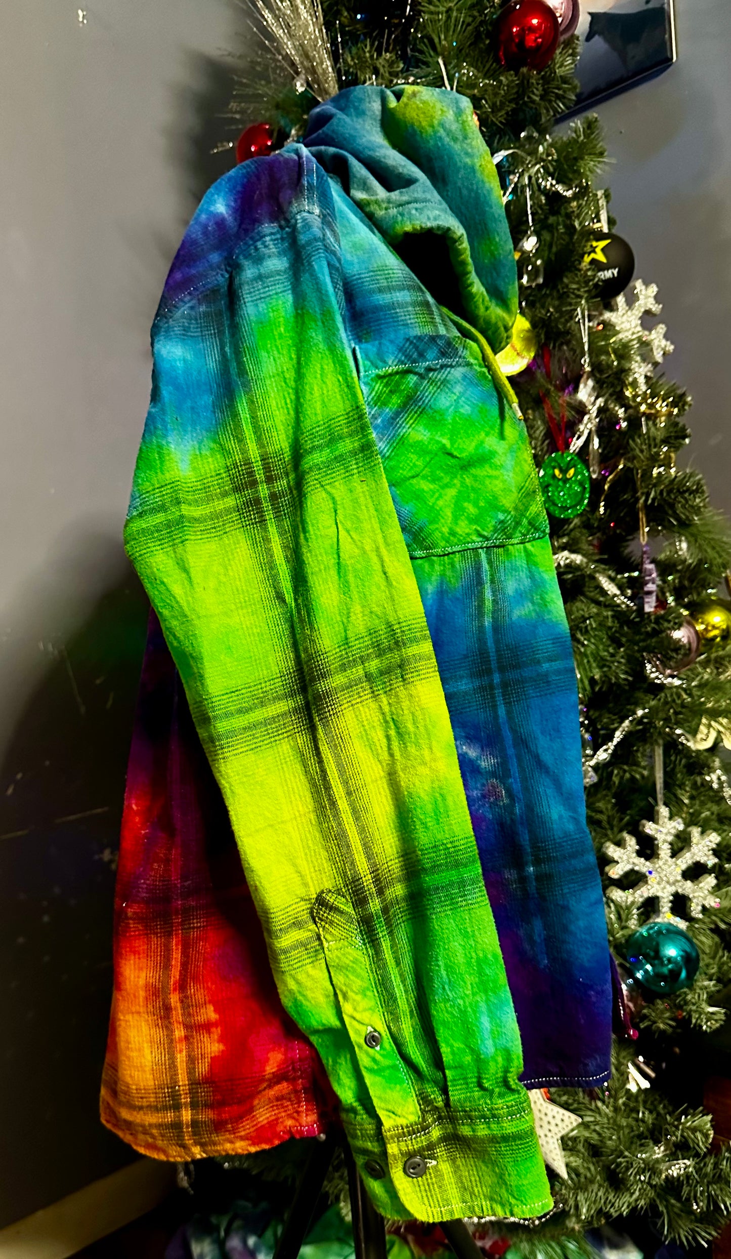 Large Hooded Rainbow Flannel