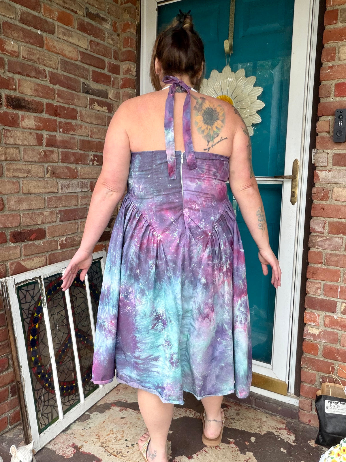 2X Lavender Galaxy Halter Midi Dress