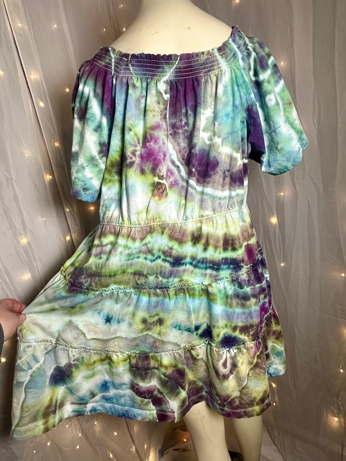 XL Dewdrop Hollow Tiered T-Shirt Dress