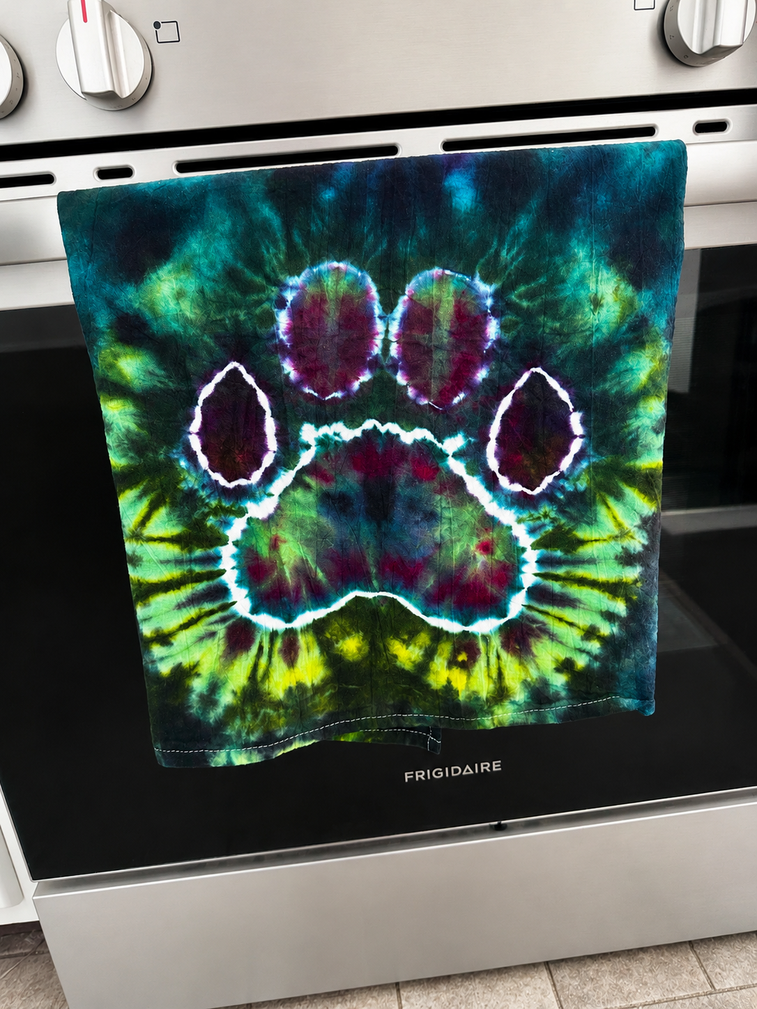 Cosmic Paw Print Kitchen Towel