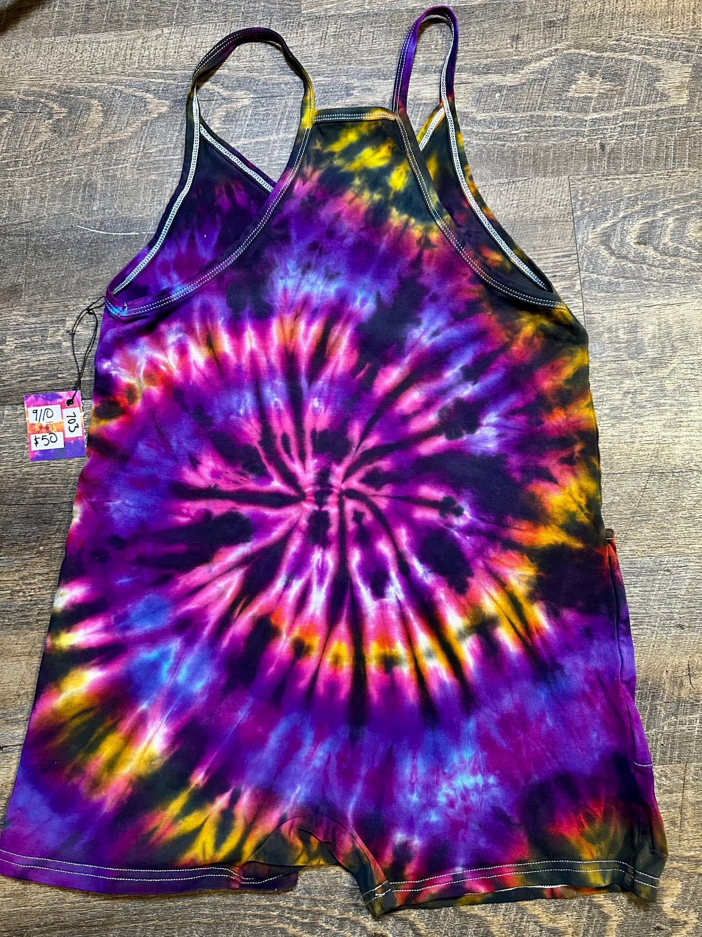 Youth Medium (9/10 yo) Electric Sunset Spiral Romper