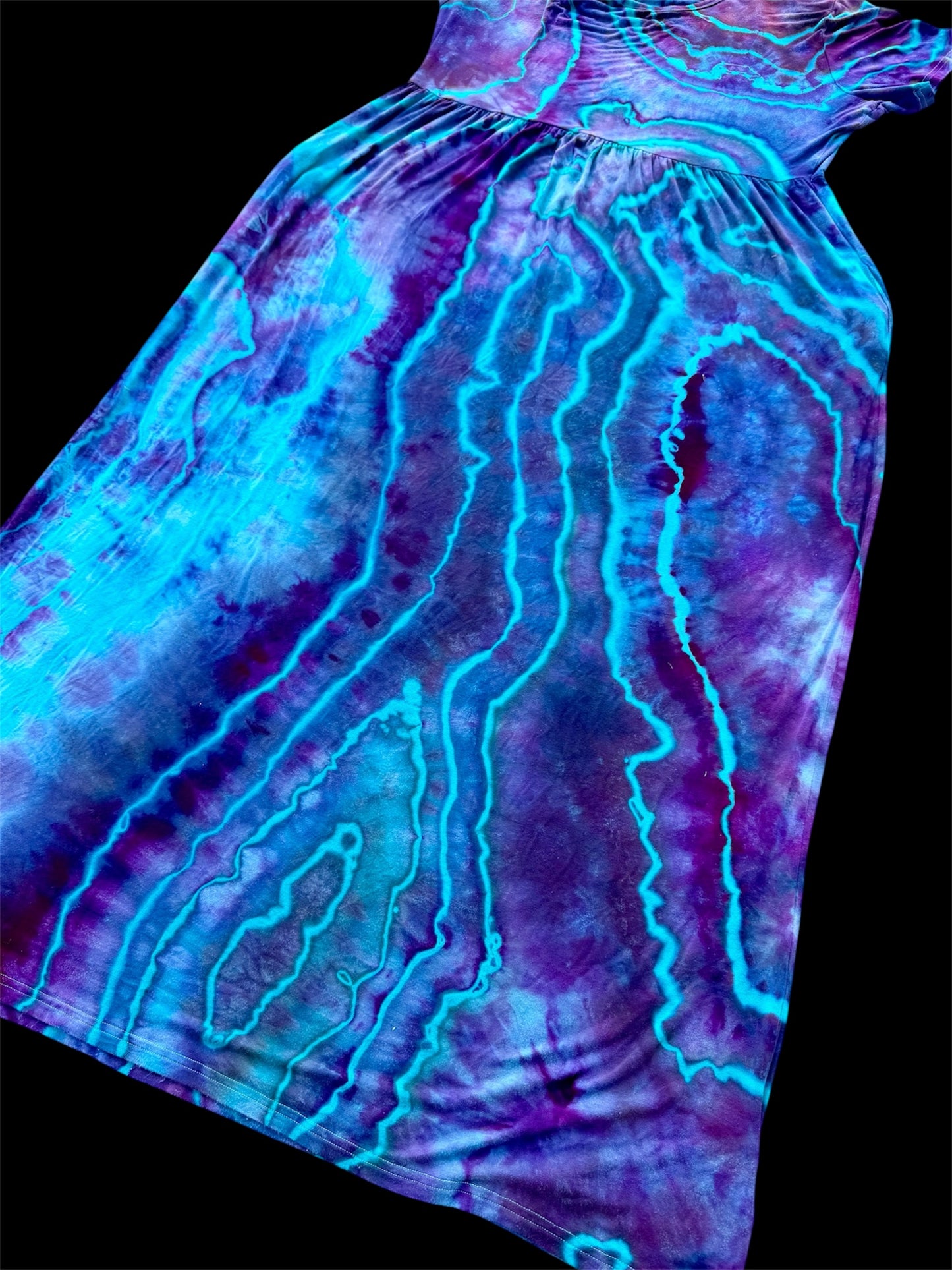 3X Cosmic Blue Agate Maxi Dress