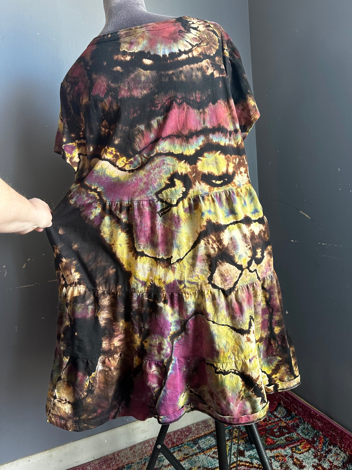 XL (16) Reverse Dyed Warrior Princess Ice Dye Geode T-Shirt Dress