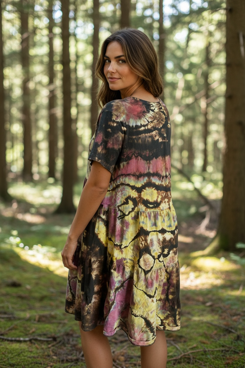 XL (16) Reverse Dyed Warrior Princess Ice Dye Geode T-Shirt Dress