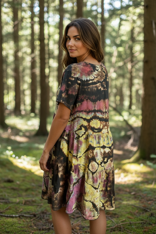 XL (16) Reverse Dyed Warrior Princess Ice Dye Geode T-Shirt Dress