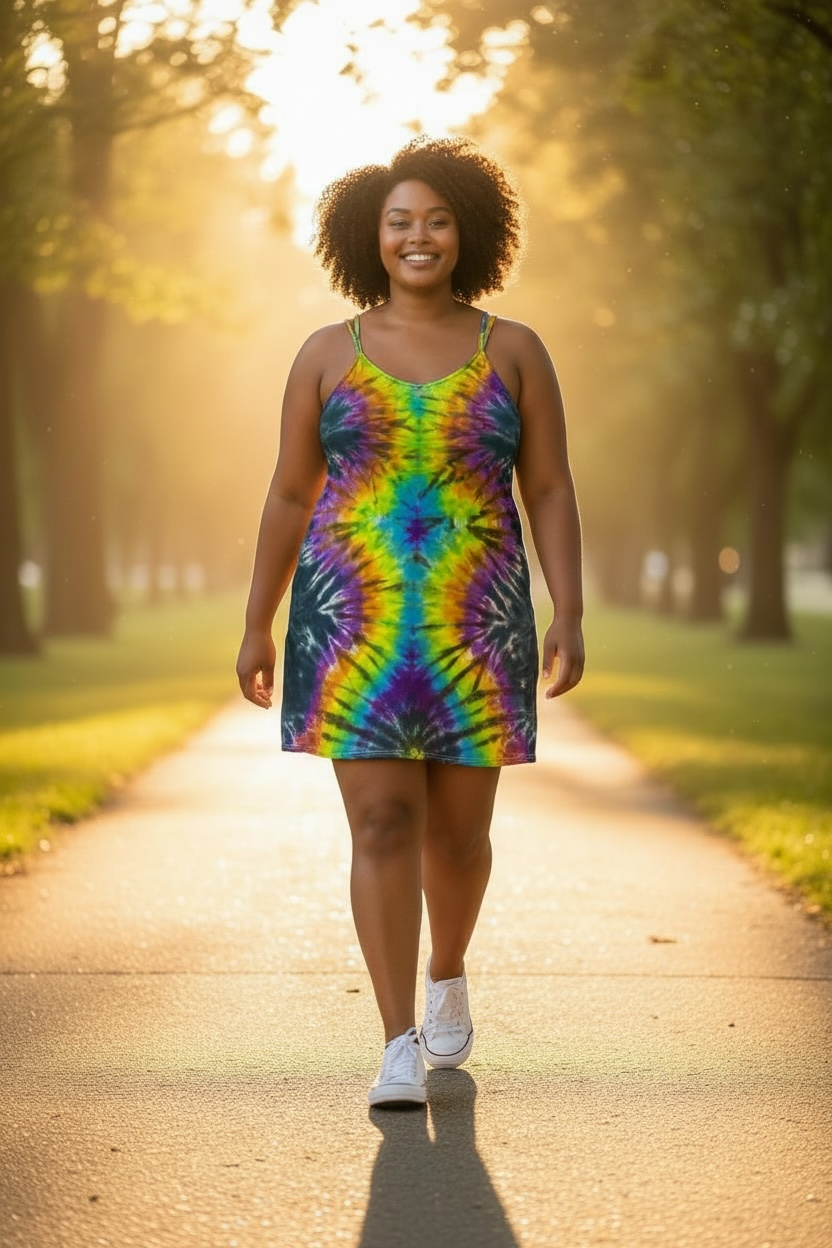 XXL “Sunspell Prism” Hand-Dyed Rayon Slip Dress