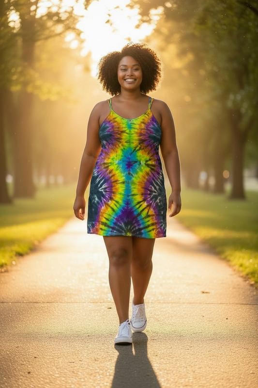 XXL “Sunspell Prism” Hand-Dyed Rayon Slip Dress