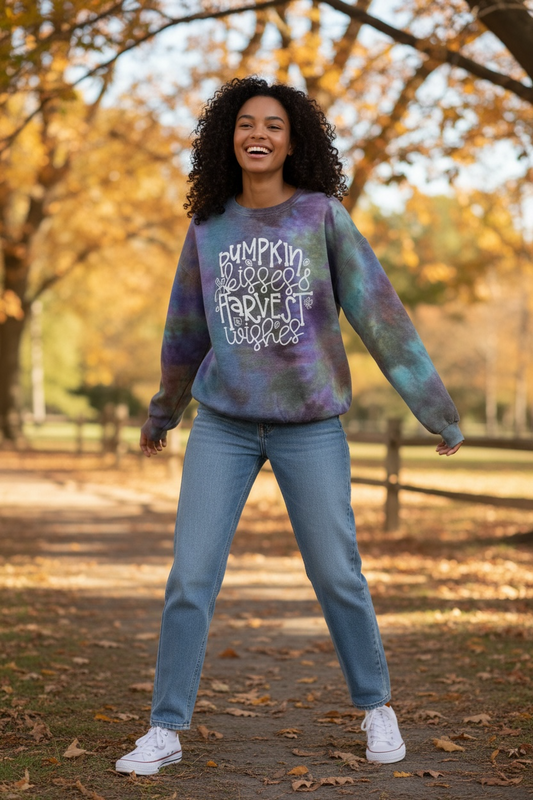 XL Pumpkin Kisses Harvest Wishes Crewneck Sweatshirt