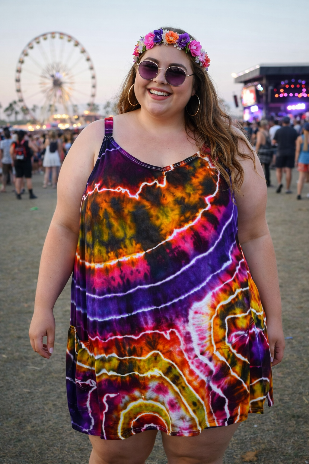 2XL Electric Sunset Geode Atheltic Romper Dress