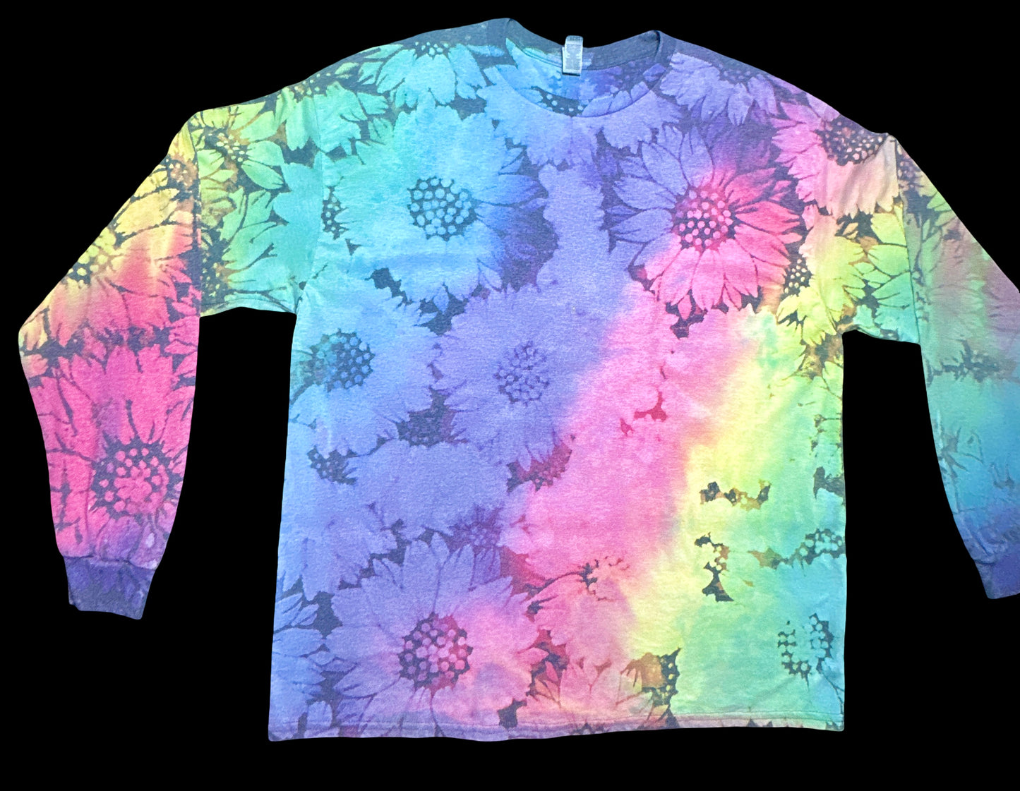 XL Pastel Rainbow Wildflower Long Sleeve Tee