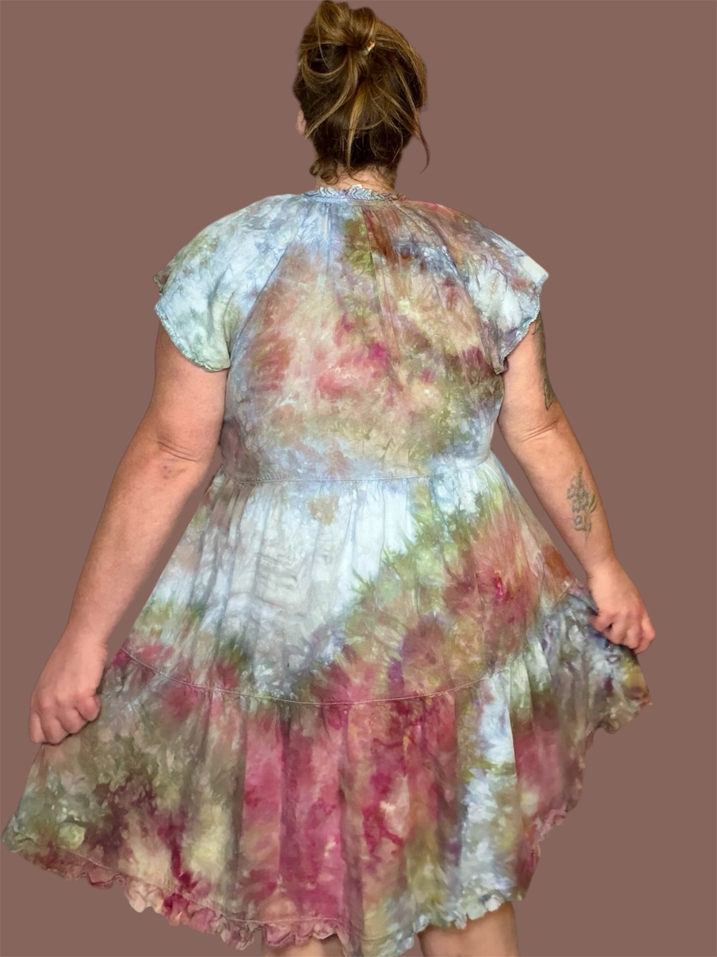 XXXL Earthbound Tier Mini Dress with Flutter Sleeves