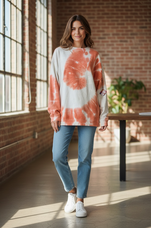 2XL Sunwashed Peach Stone Crewneck Sweatshirt