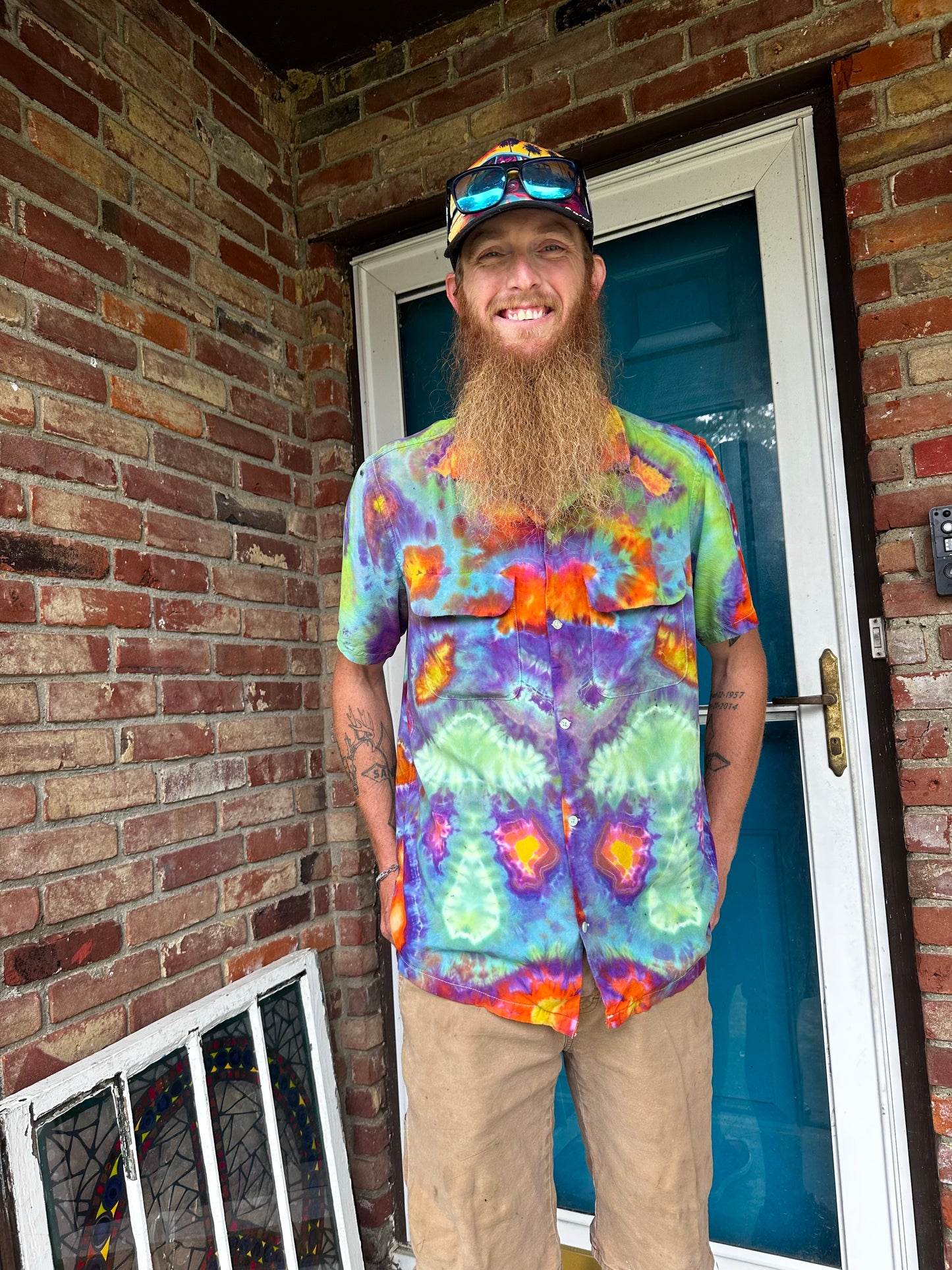 Large Tall Bioluminescent Mycelium Button-Up Shirt