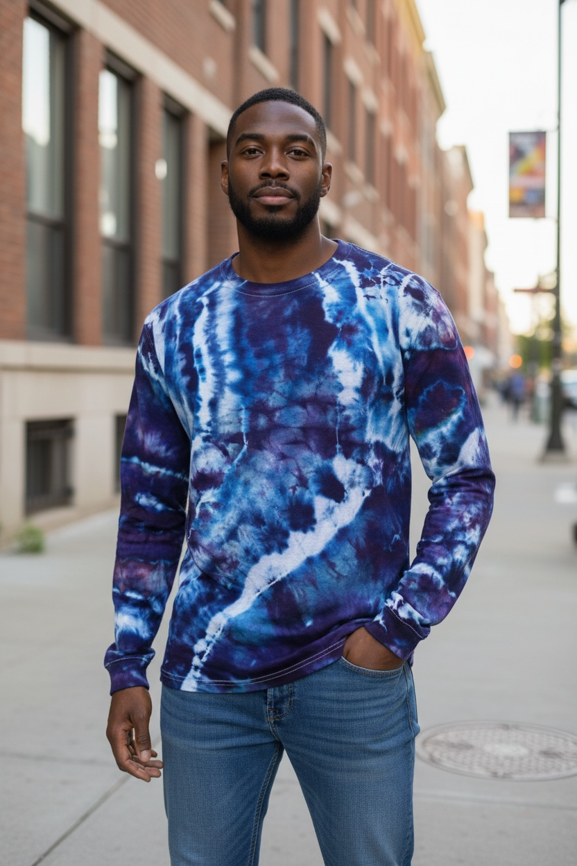 Large Indigo Lightening Surge Long Sleeve Tee