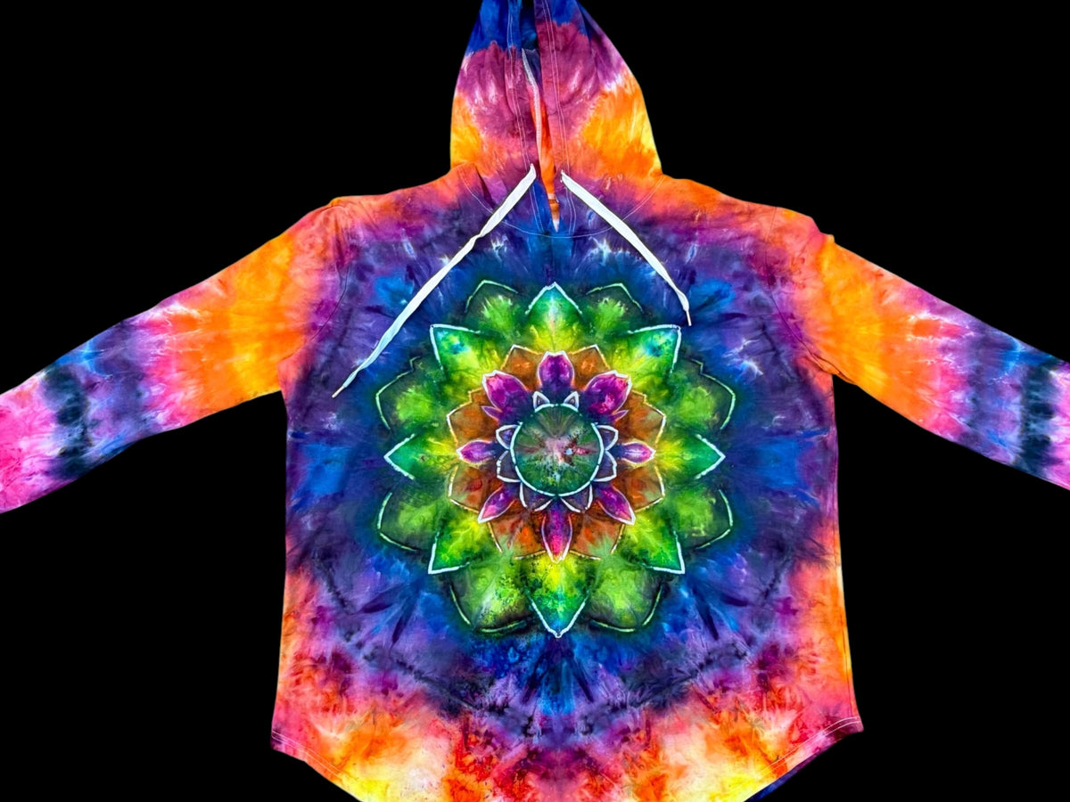 Psychedelic Lotus Portal Hooded Workout Long Sleeve Tee