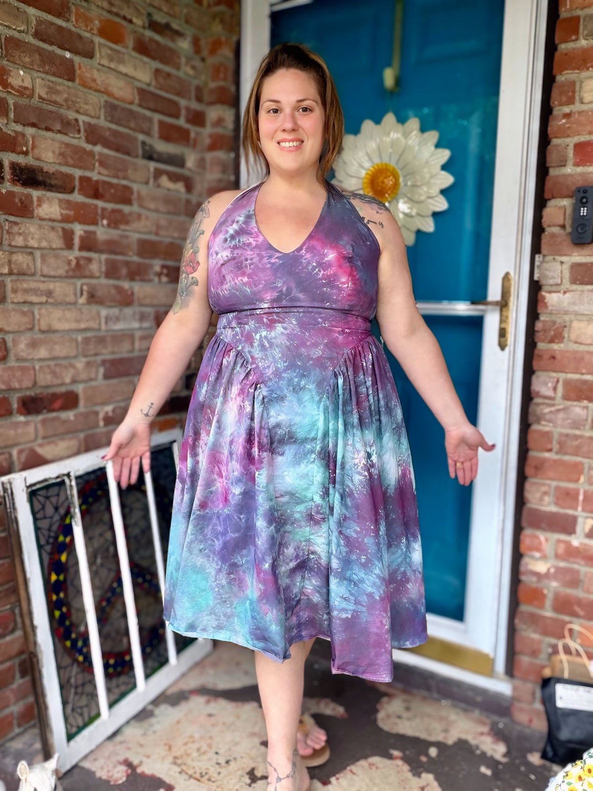 2X Lavender Galaxy Halter Midi Dress