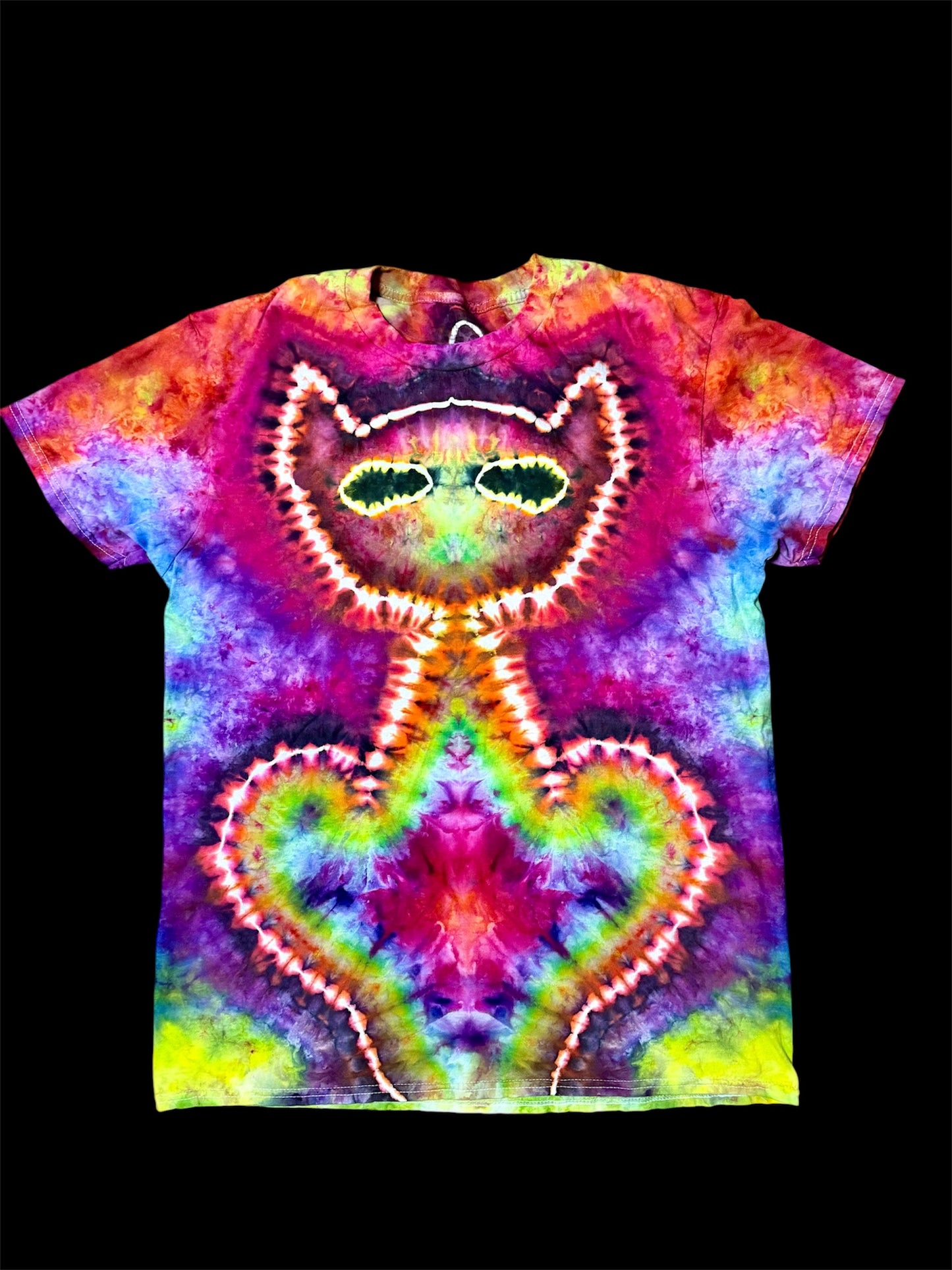 Large Electric Rainbow Purrfectly Cheeky Kitty Tee