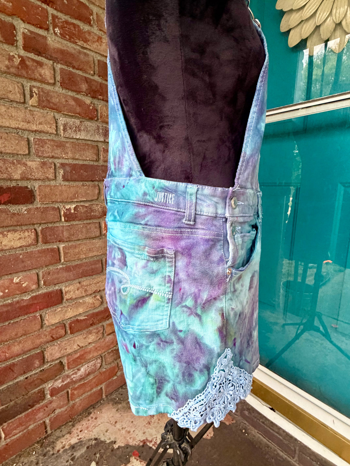 Large or (22 Plus) Cosmic Cotton Candy Denim Shortalls