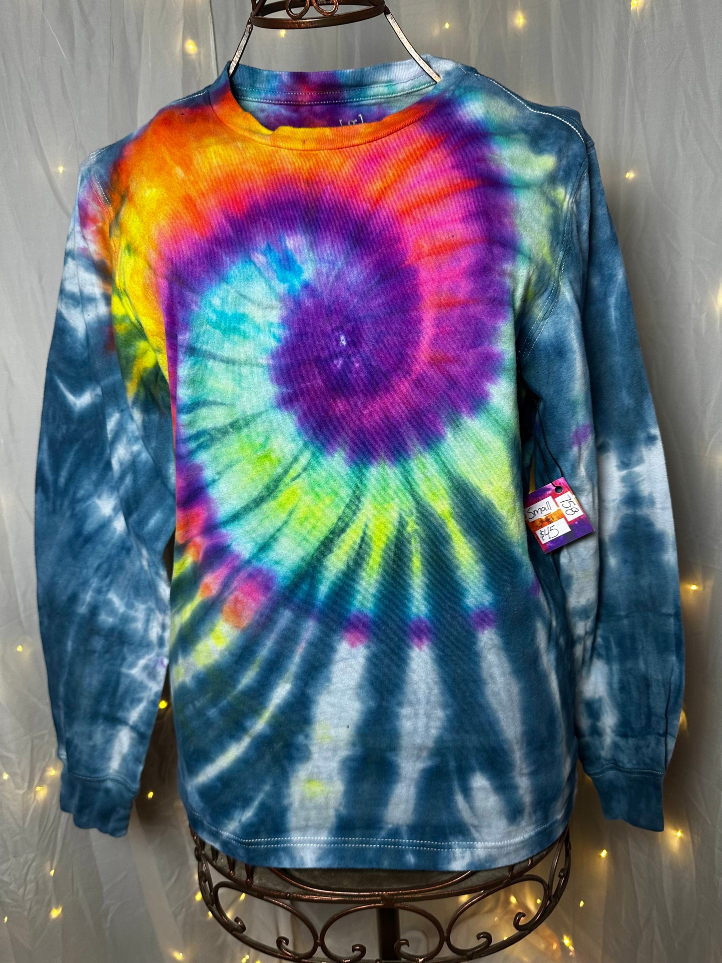 Small Rainbow Galaxy Spiral Long Sleeve Tee