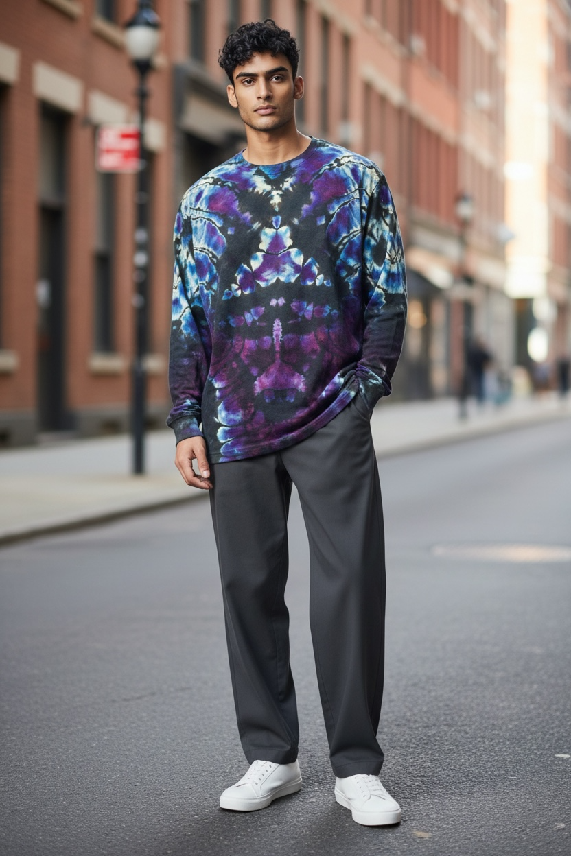Medium Twilight Symmetry Reverse Dyed Long Sleeve Tee