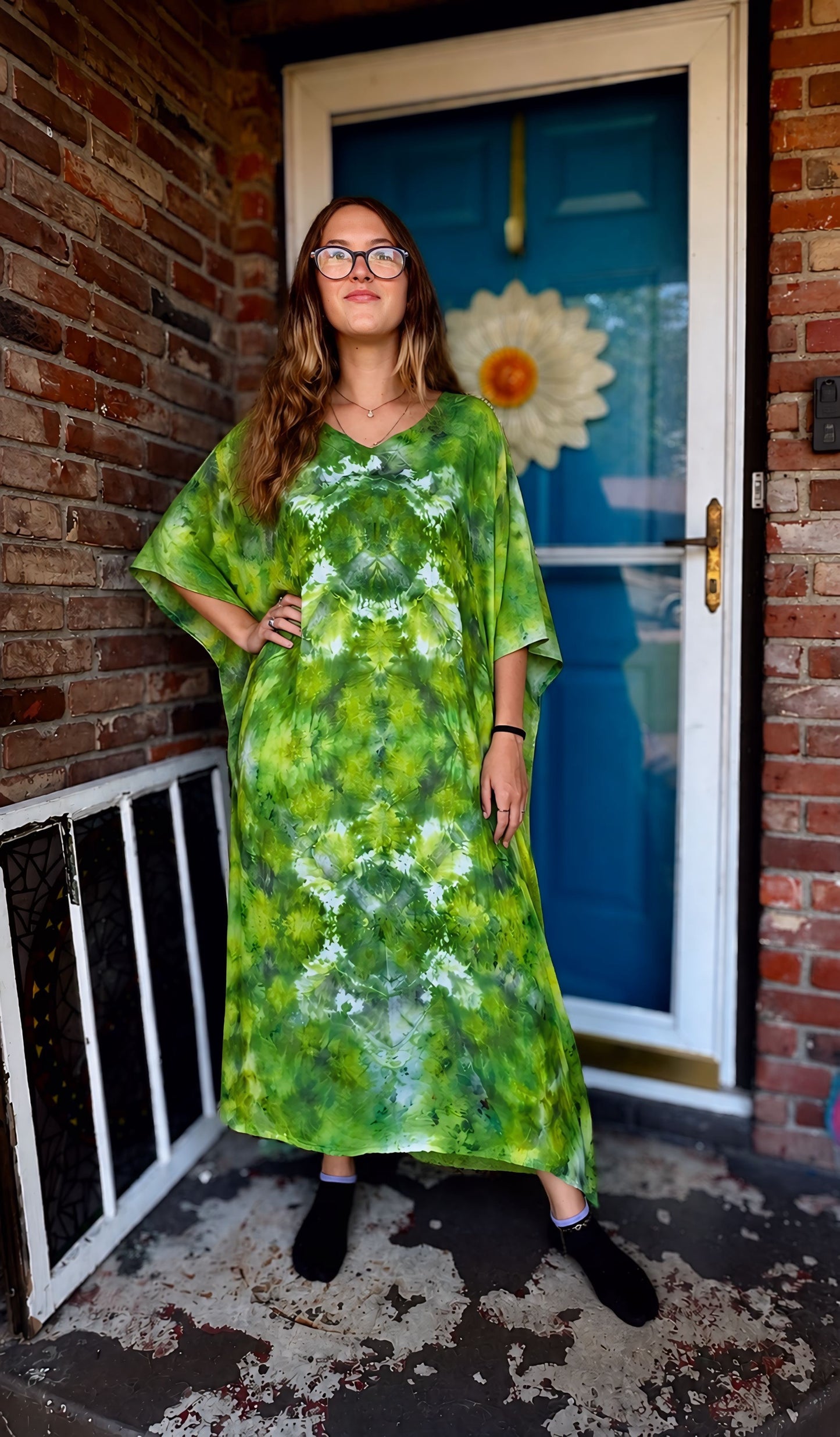 One Size Emerald Wildflower Kaftan