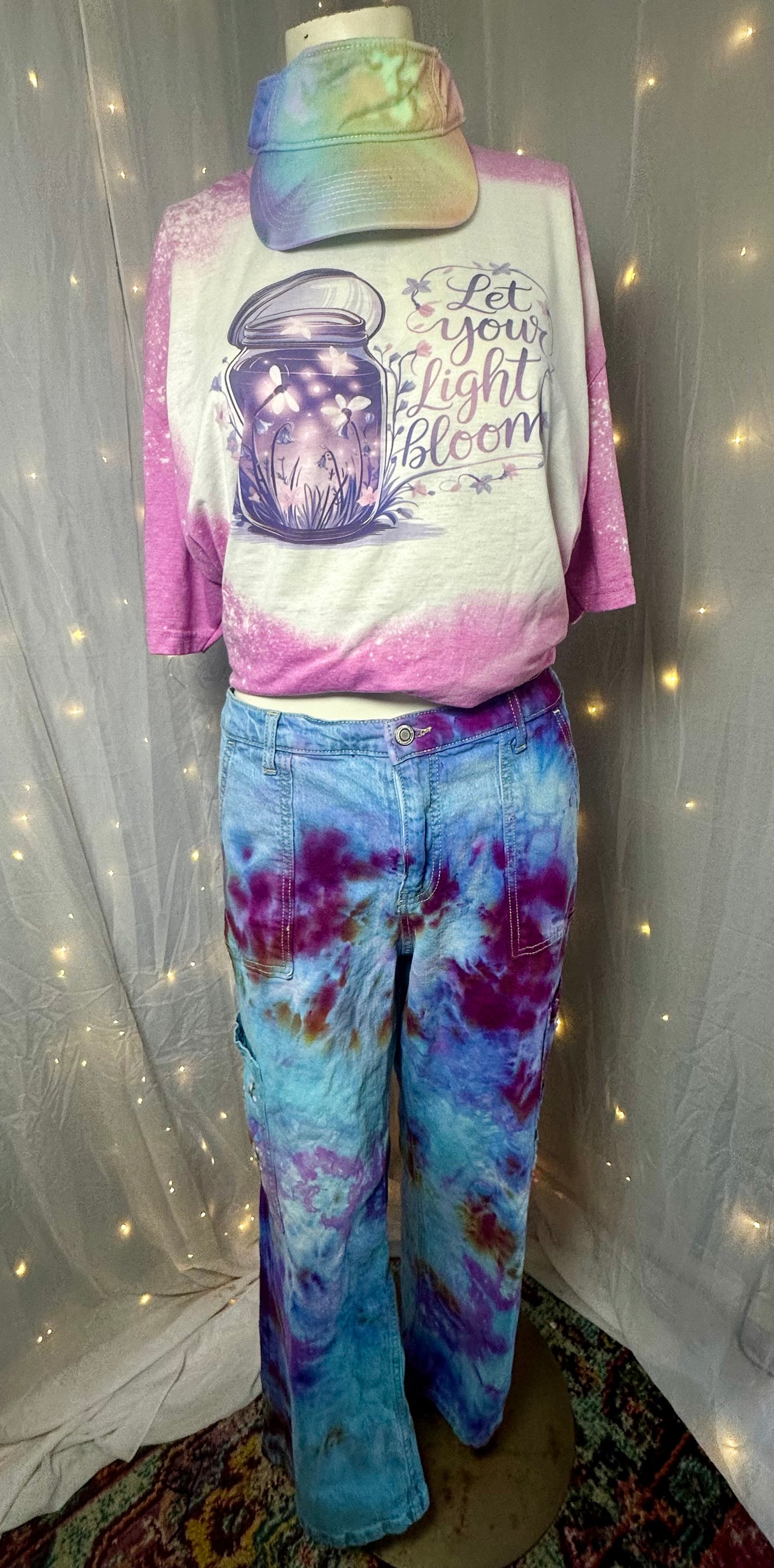 Medium Lavender Skywash Cargo Jeans
