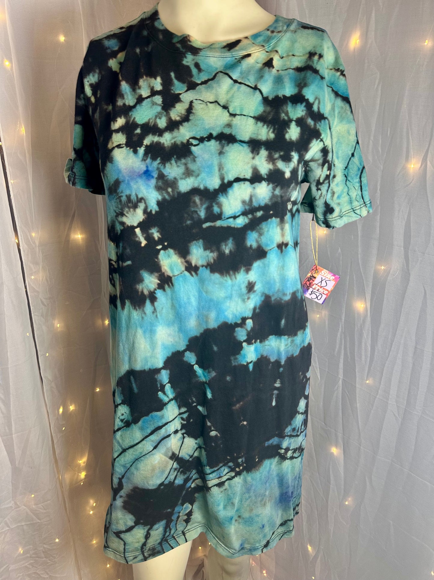 XS Electric Ocean T-Shirt Dress