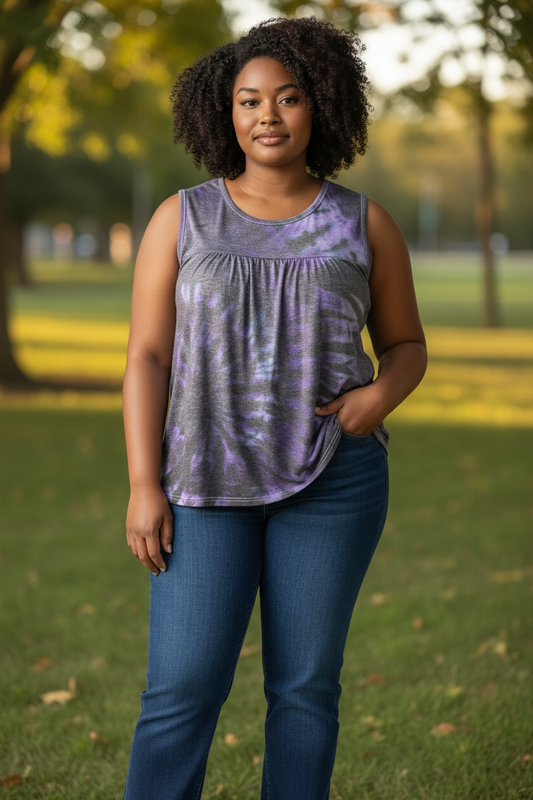 L/XL Amethyst Shadow Spiral Tank Top *upcycle*