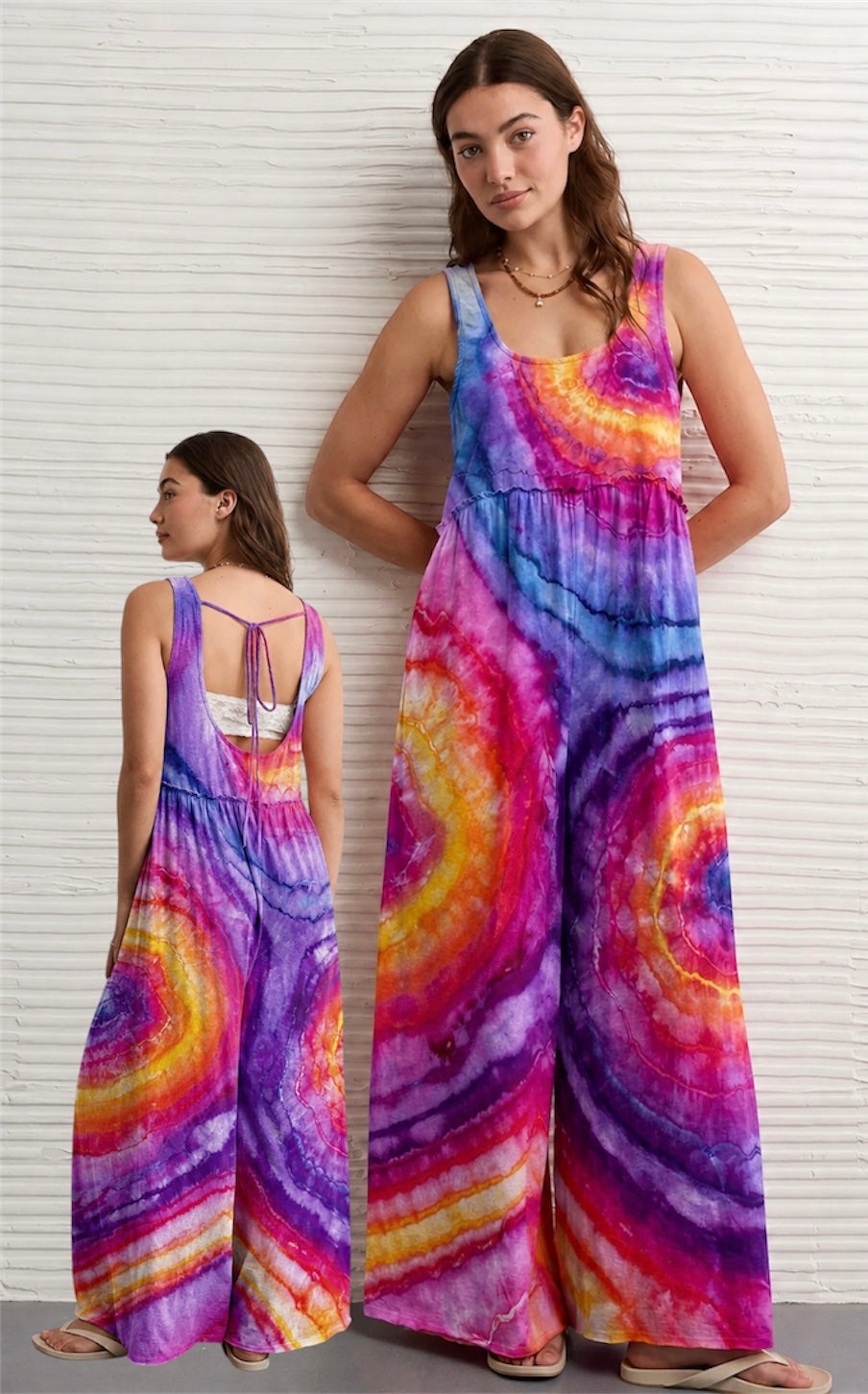 XXL Sunset Kaleidoscope Tie-Dye Wide Leg Jumper