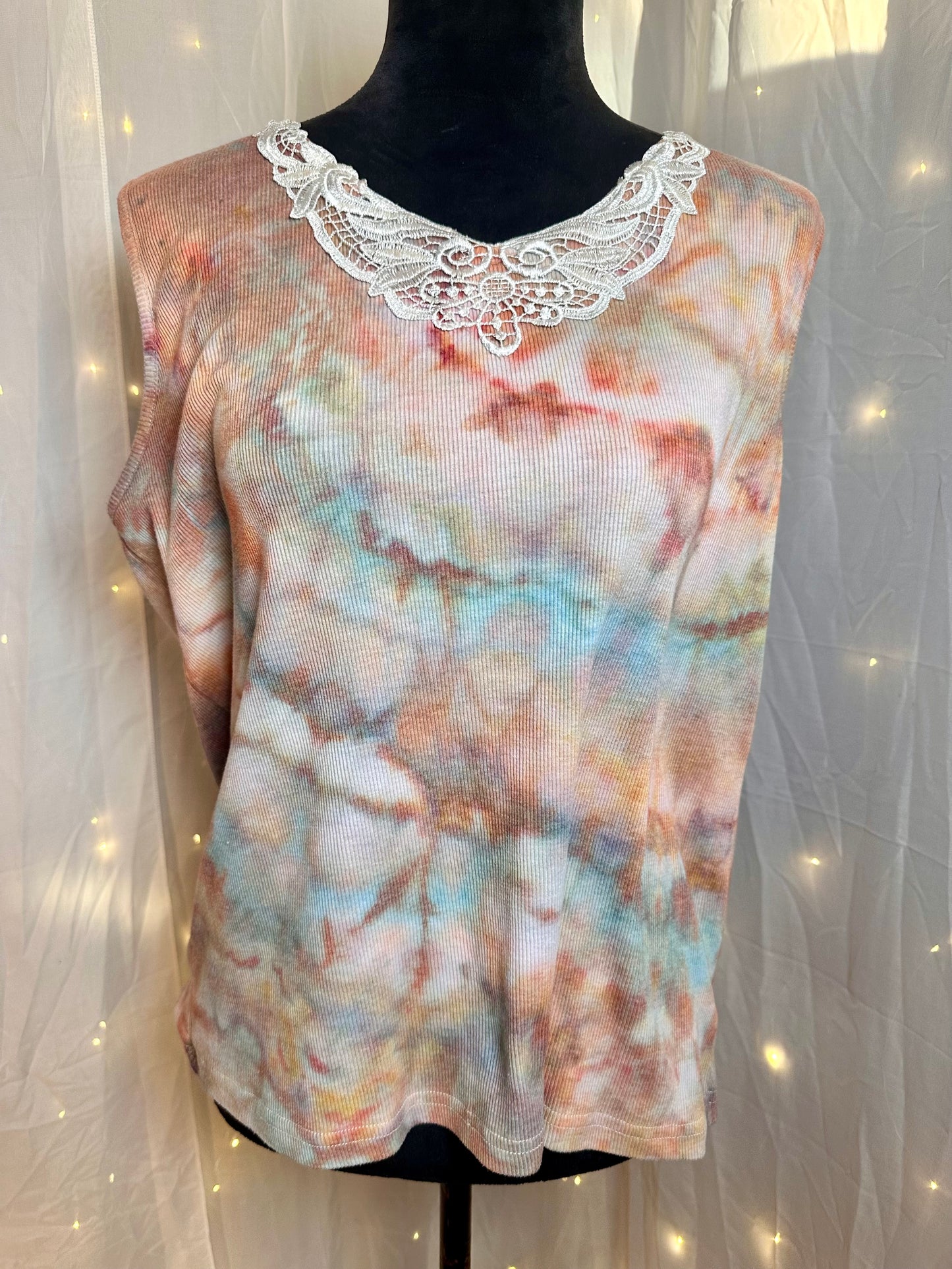 *UPCYCLED* 1X Painted Sandstone Undershirt Tank