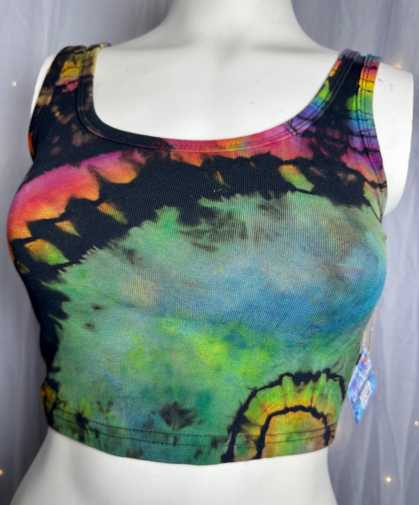 Small Cosmic Rainbow Melt Crop Tank Top