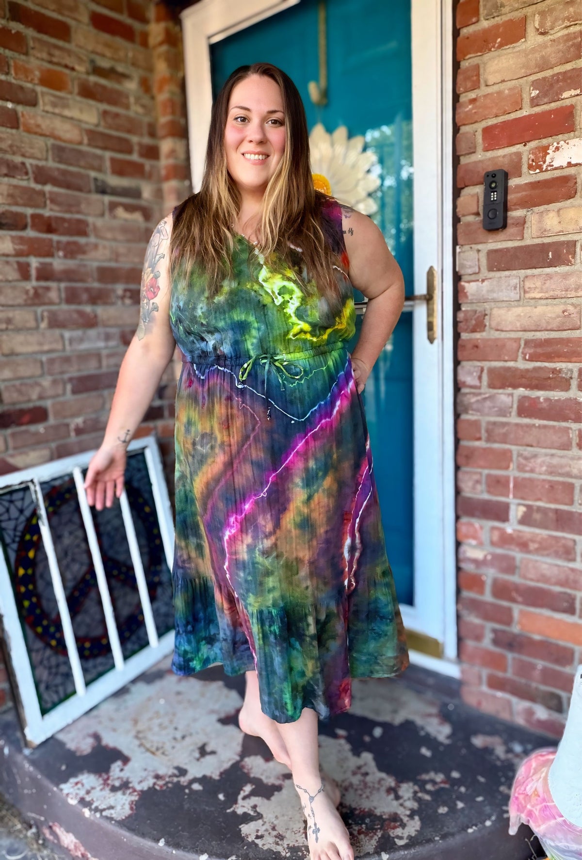 XXL (20) Rainbow Thunderstorm Midi Dress