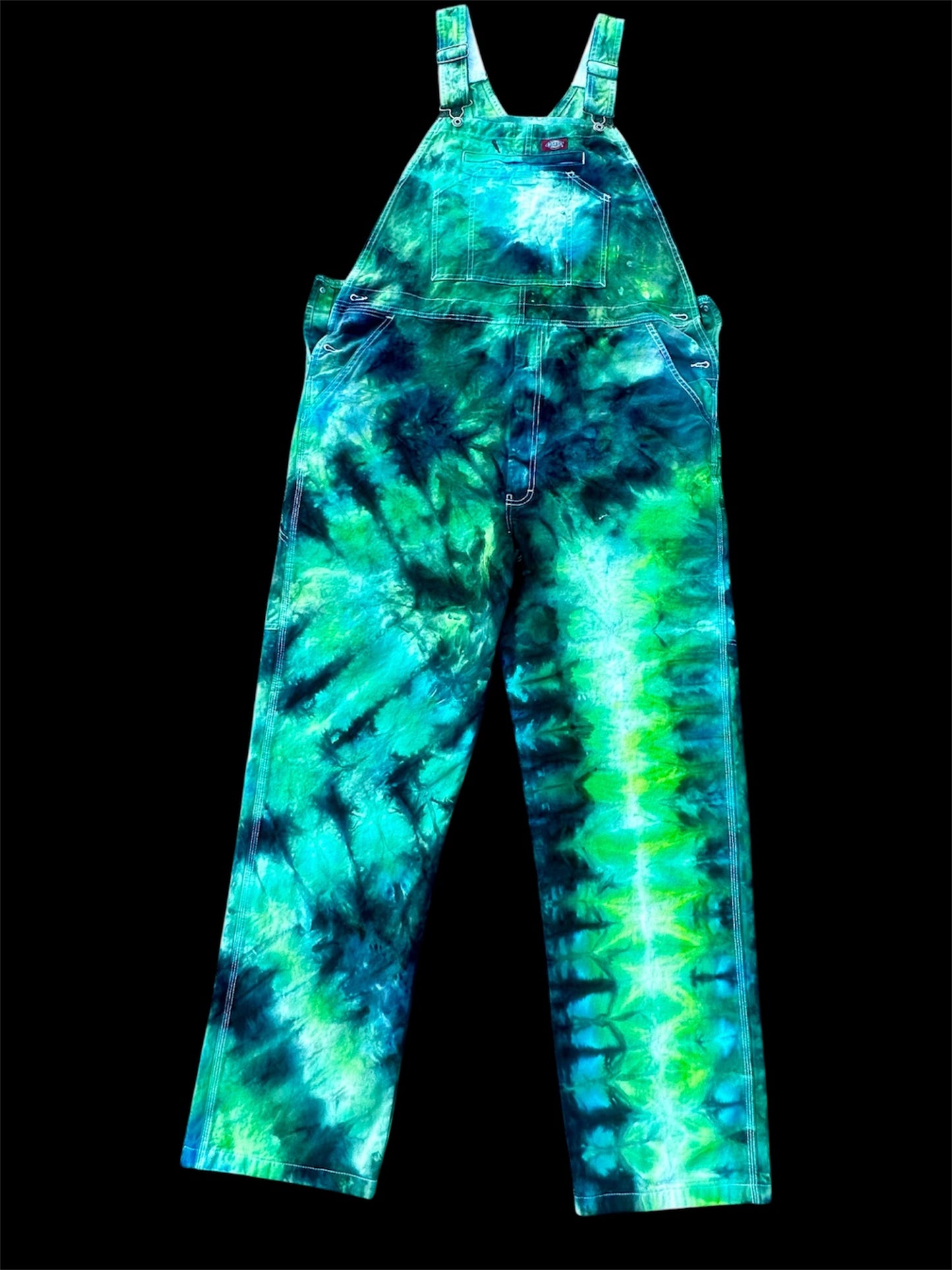 38x34 Aqua Voltage Dickies Overall Bibs- UV Reactive