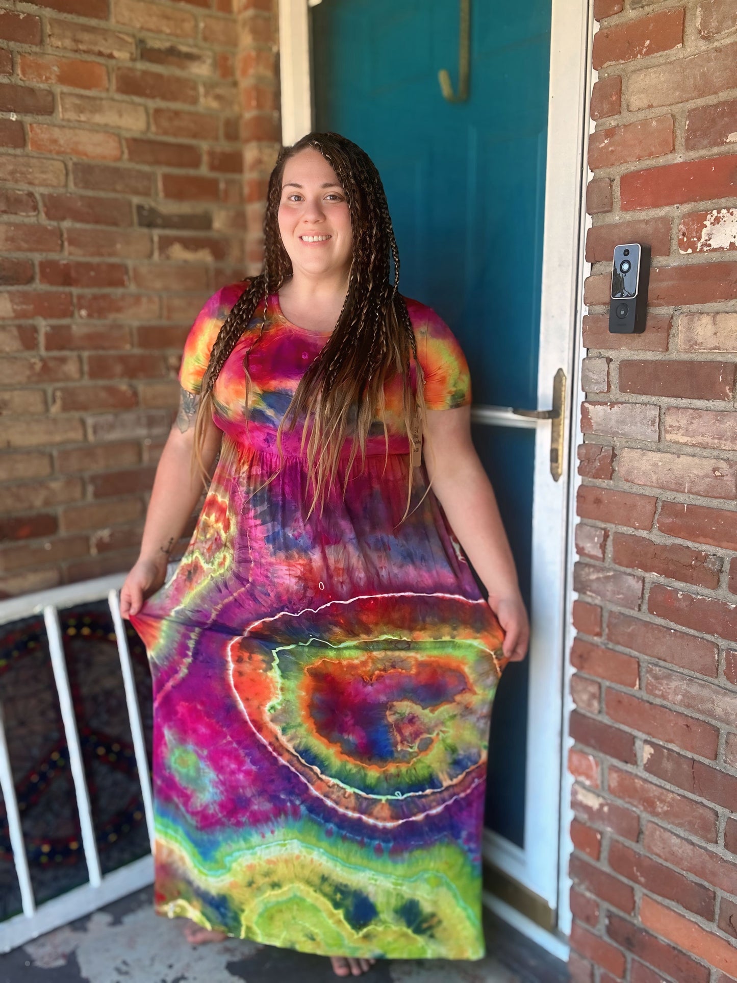 3X Trippy Rainbow maxi dress w/ pockets