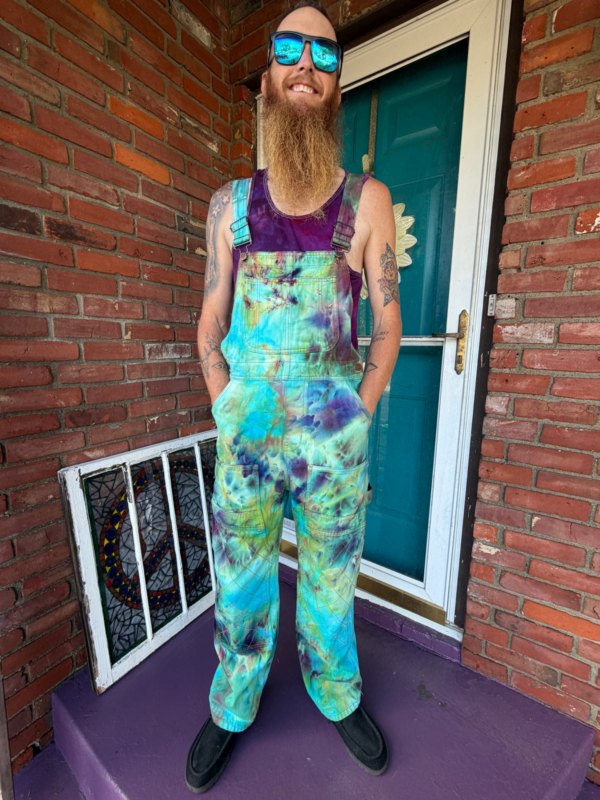 Small Groovy Grunge Overall Bibs – Hand-Dyed BDG Utility Overalls