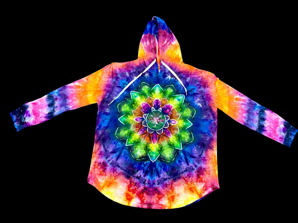 Psychedelic Lotus Portal Hooded Workout Long Sleeve Tee