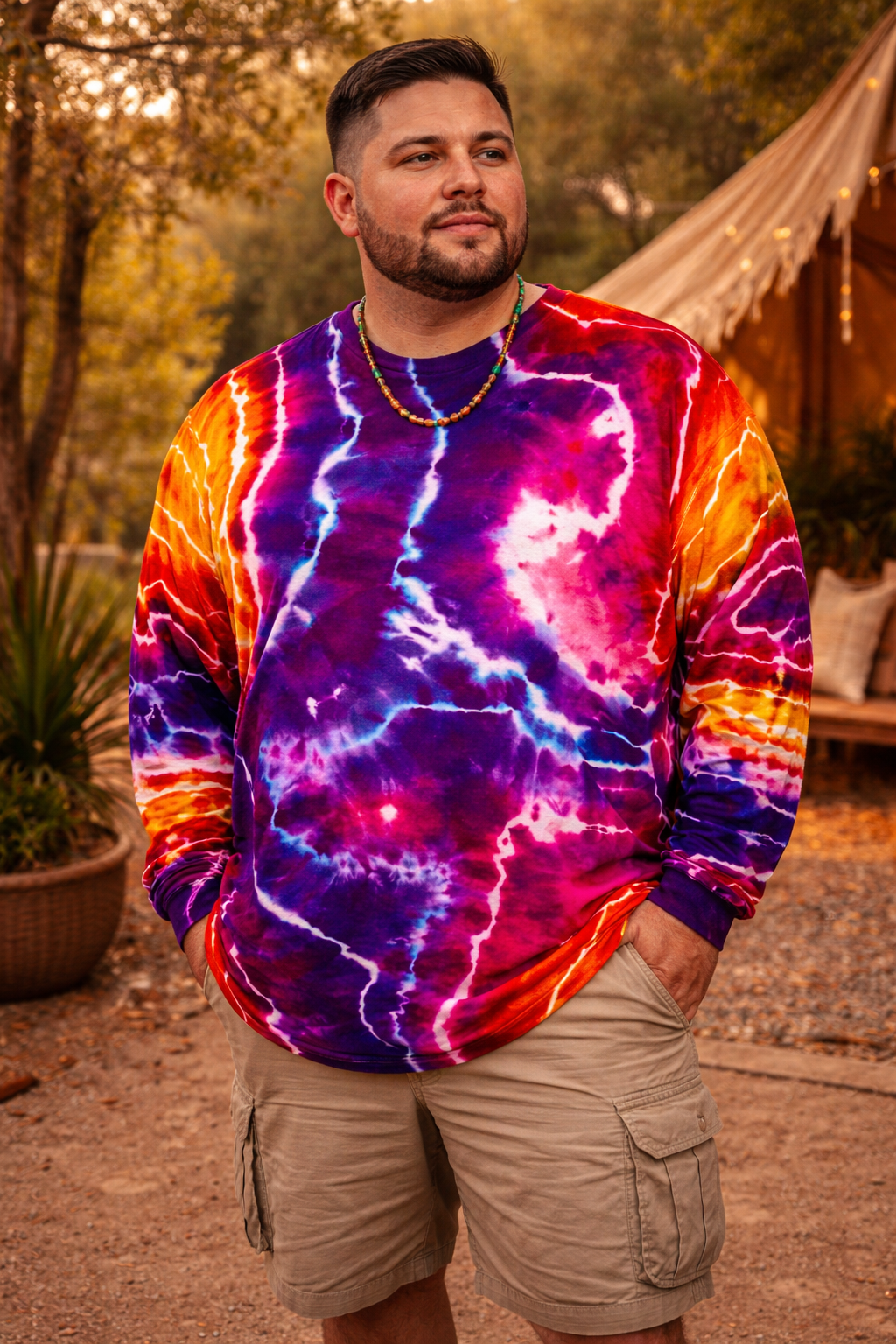 2XL Electric Sundown Geode Long Sleeve T-Shirt