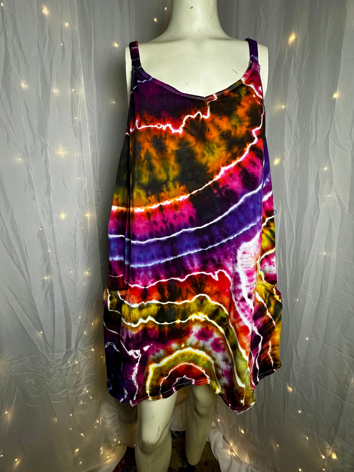 2XL Electric Sunset Geode Atheltic Romper Dress