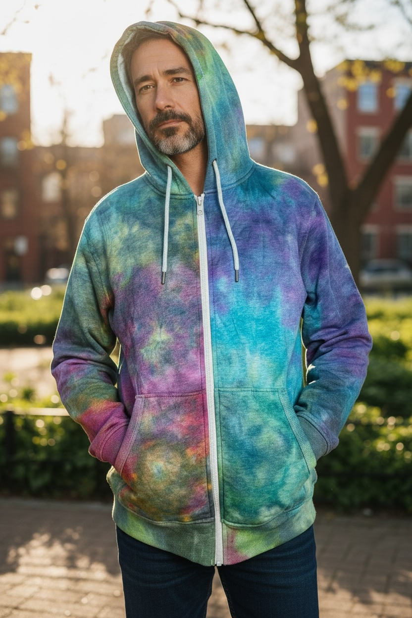 Large Electric Horizon Fleece Lined Zip-Up Hoodie