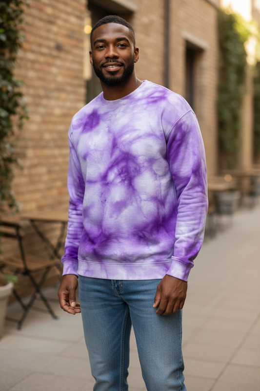 XL Amethyst Drift Ice-Dyed Crewneck Sweatshirt