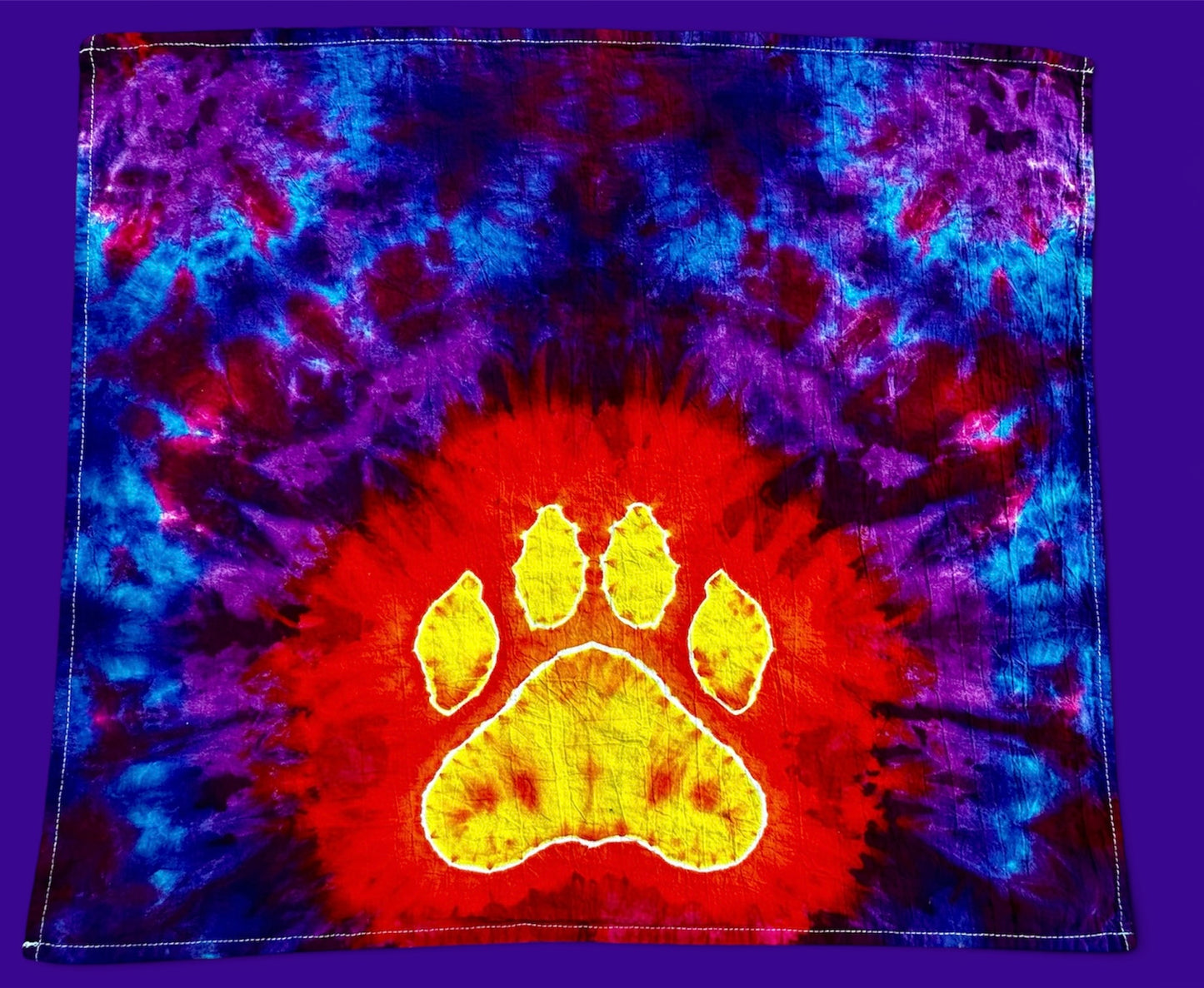 Electric Ember Paw Tie-Dye Kitchen Towel