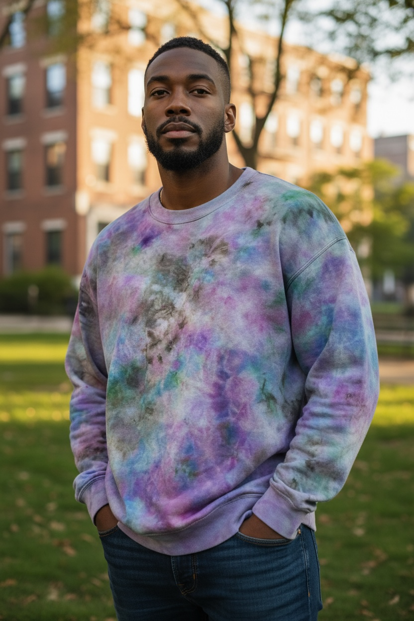 Large Galaxy Smoke Reverse Dyed Crewneck Sweatshirt