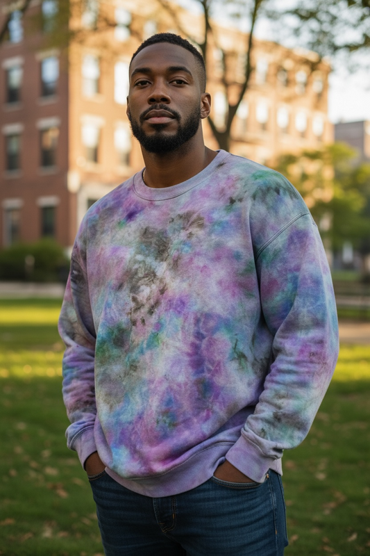Large Galaxy Smoke Reverse Dyed Crewneck Sweatshirt