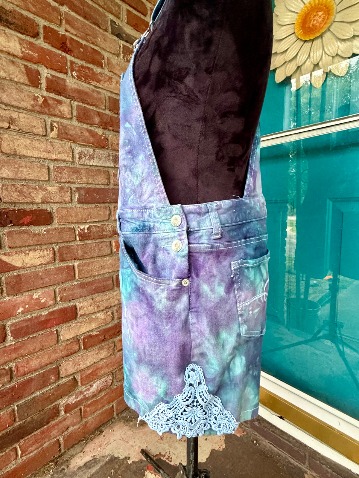 Large or (22 Plus) Cosmic Cotton Candy Denim Shortalls