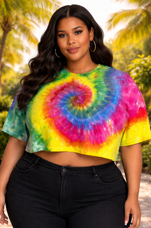 3X Groovy Hippie Spiral Crop Top
