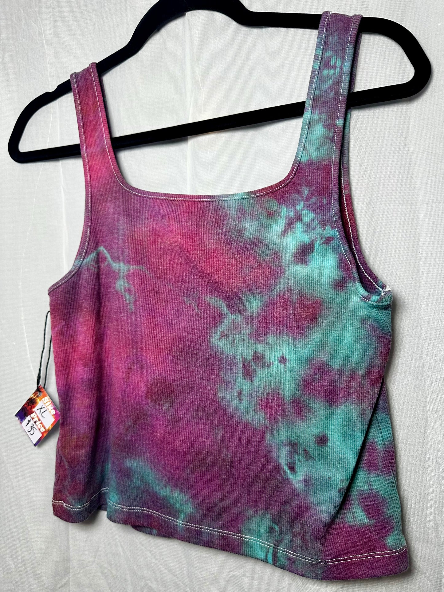 XL Plum Lagoon Ribbed Tank Crop Top