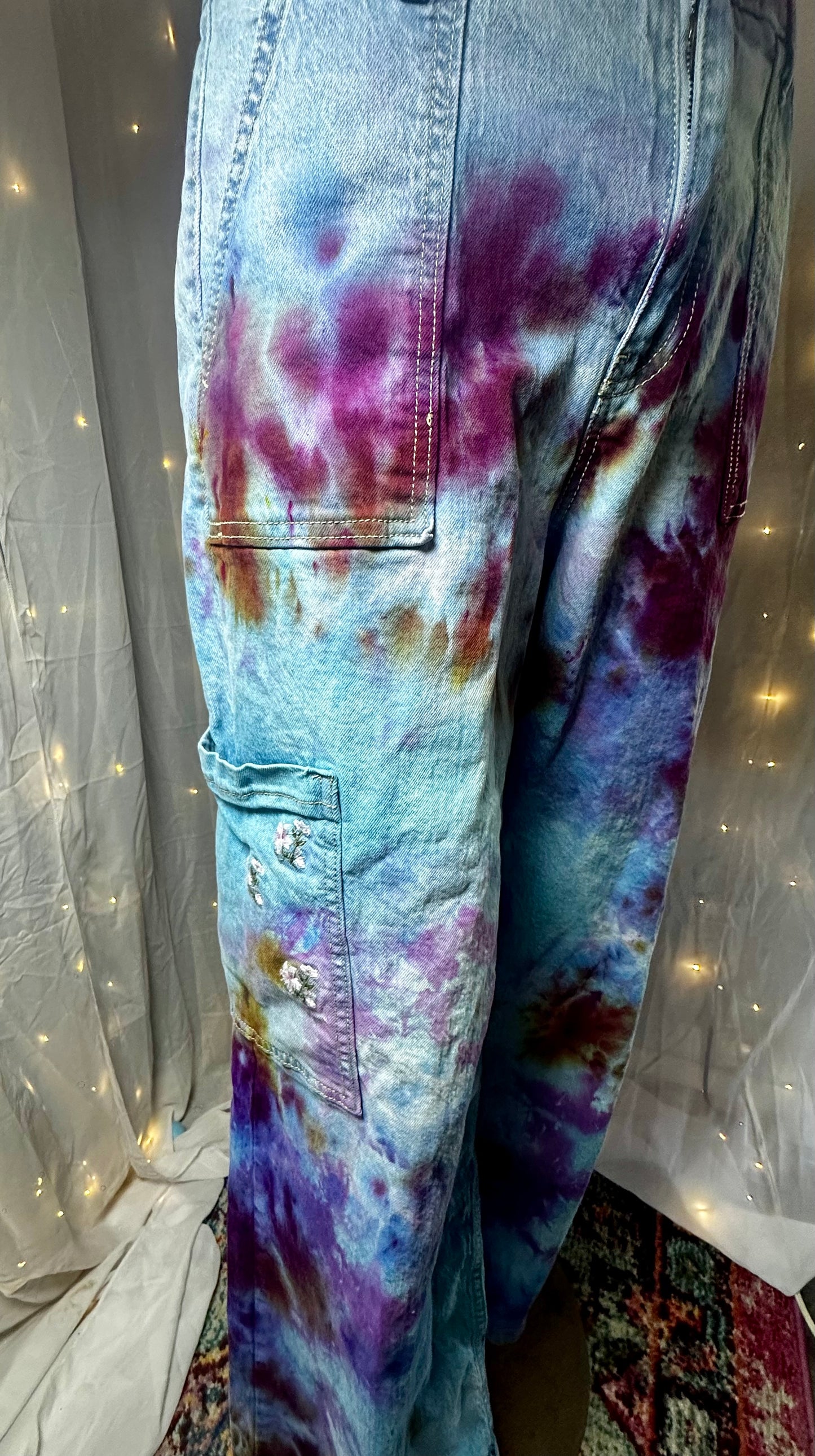 Medium Lavender Skywash Cargo Jeans
