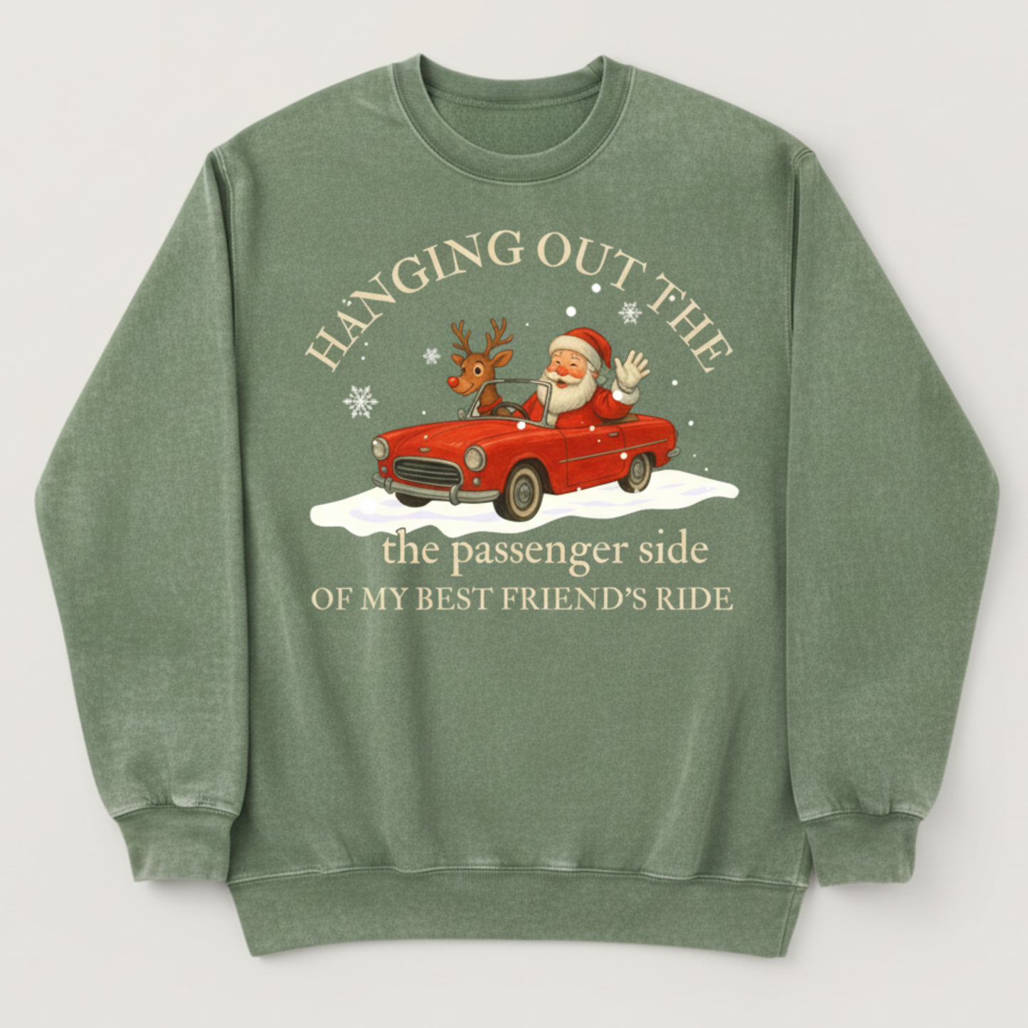 *PNG ONLY* 🎅 Santa & Rudolph “Best Friend’s Ride” PNG – Transparent Background – Christmas Retro Clipart 🎄