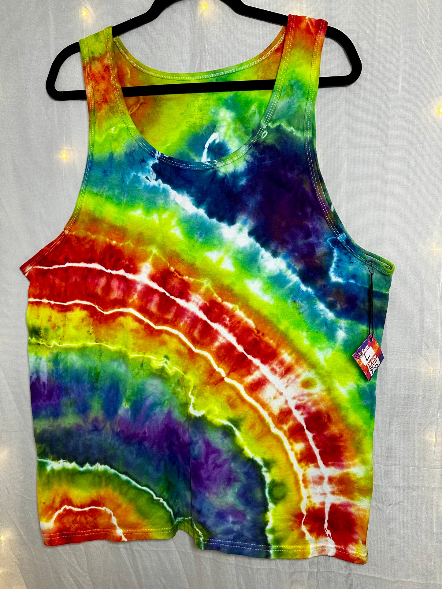 Large Rainbow Wave Tank Top